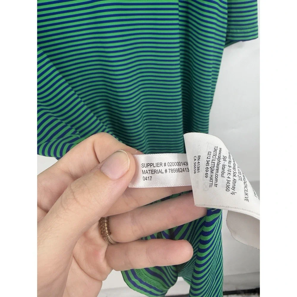 RLX Ralph Lauren Green Striped Short Sleeve Polo Shirt Men XL Golf Pickleball